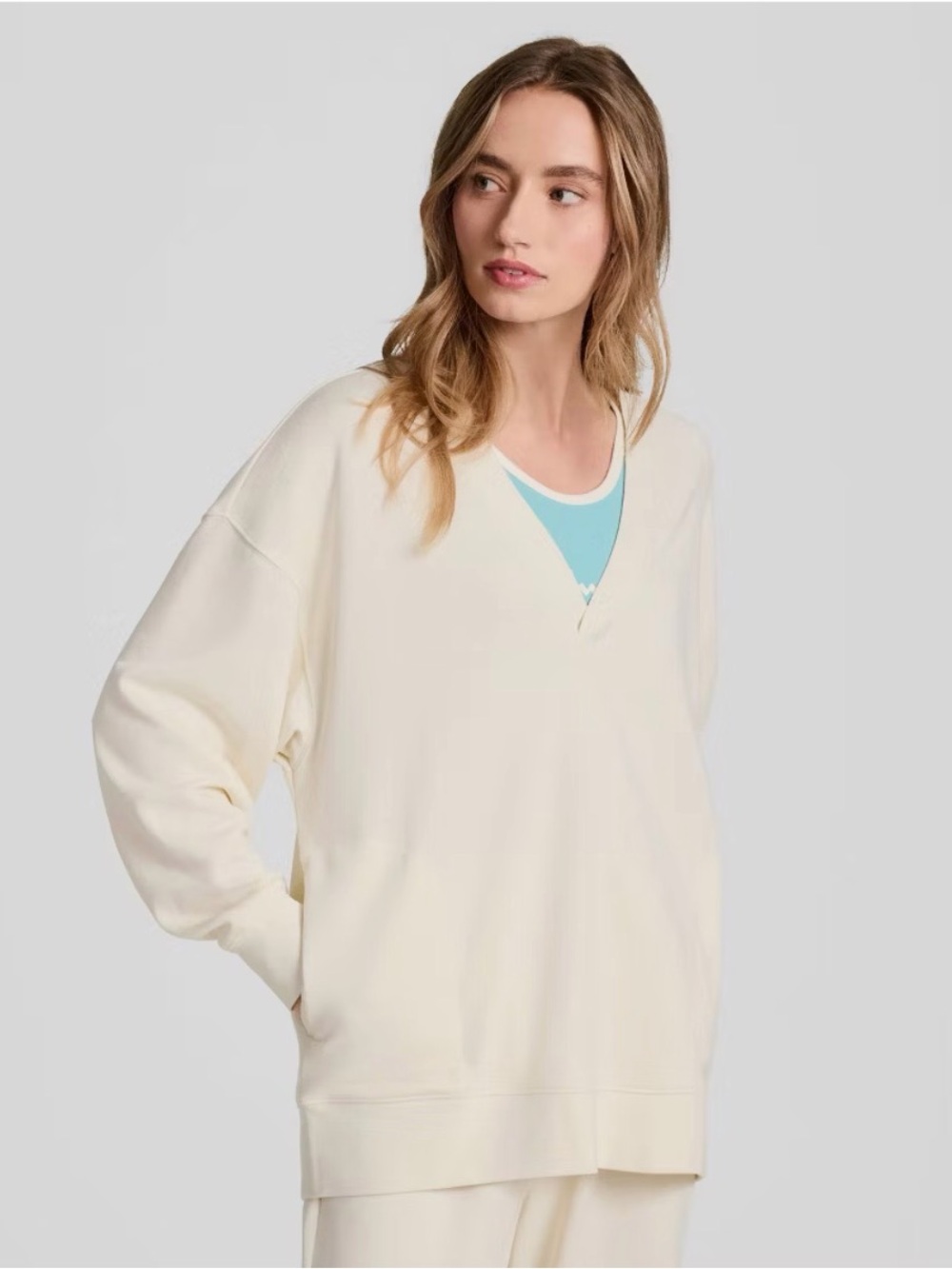 Champion Gameday Deep V Tunic Pullover Unbleached Cotton Size S NWT